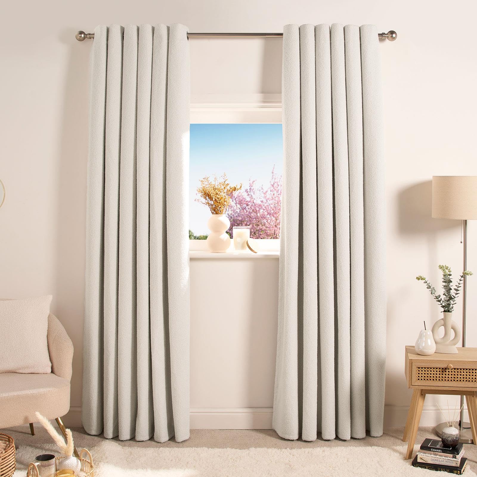 OHS Bedroom Blackout Curtains Cream Eyelet - Image 2