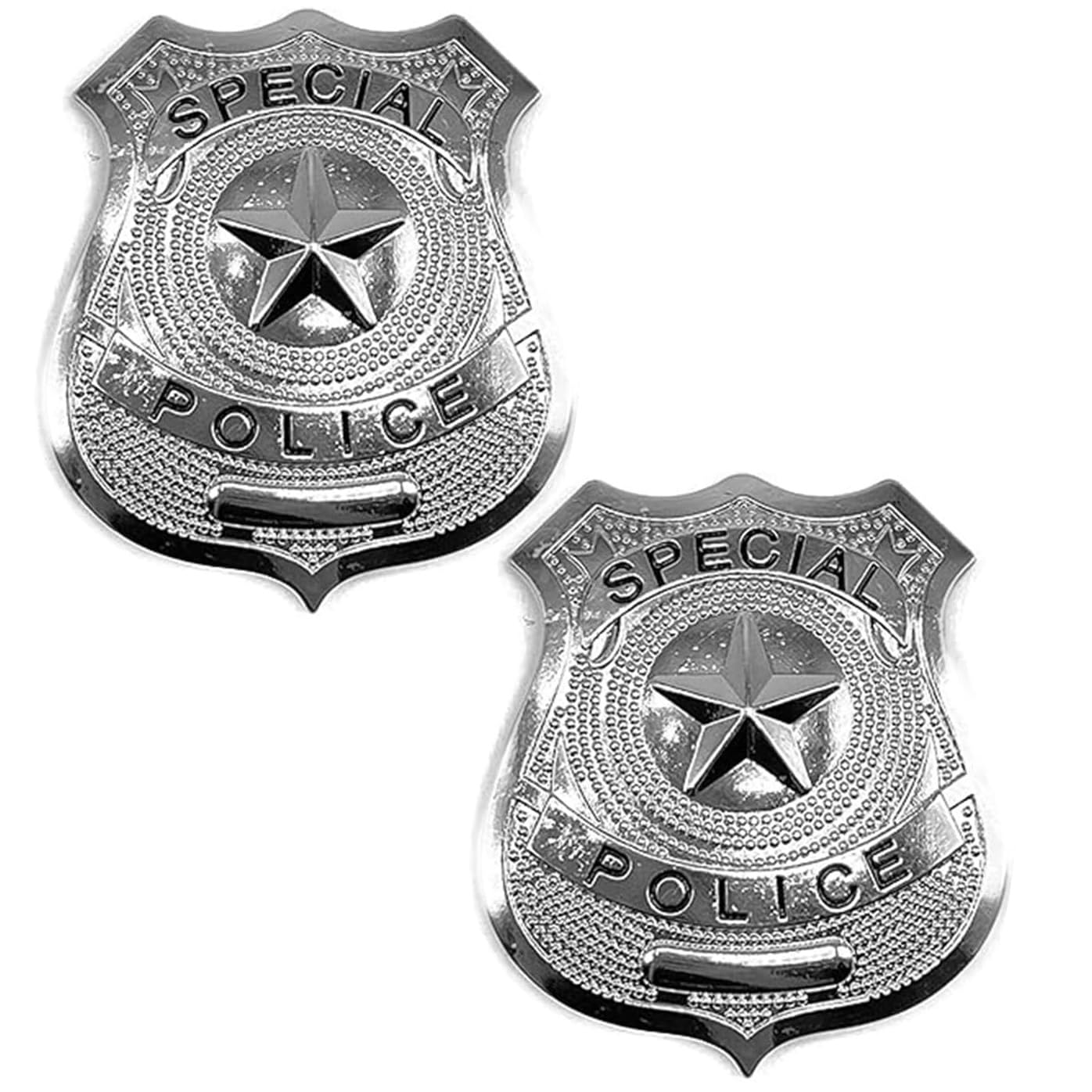 Silver Fake Police Swat Badge for Adult Kids 2 szt, normalny, Żelazo