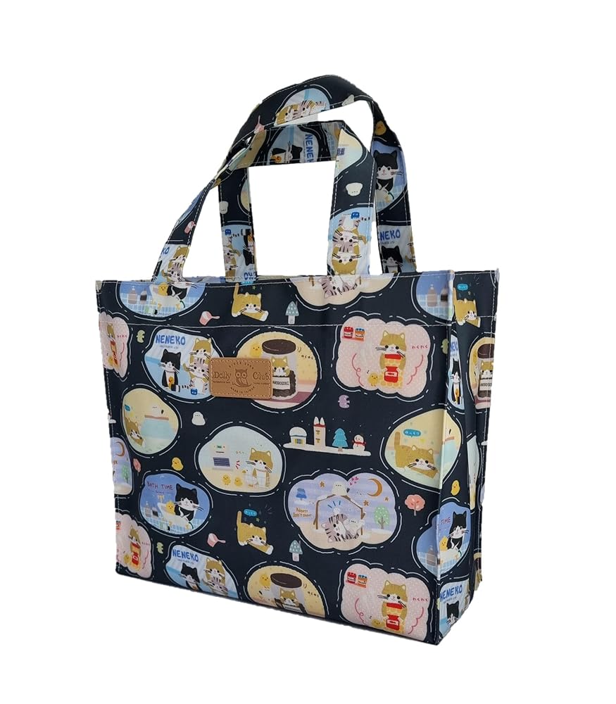 Borsa Shopper In Nylon Riutilizzabile - Fantasia Gattini, Ideale Per La Spesa E Regali