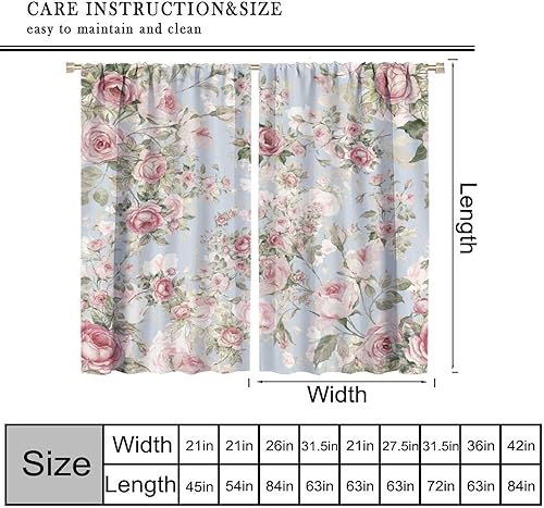 Miniatura 352 de Retro 70s Floral Blackout Window Curtains, Watercolor Flower Plant Rustic Modern Style Pattern Window Drapes, for Bedroom Living Room 42x45in 2