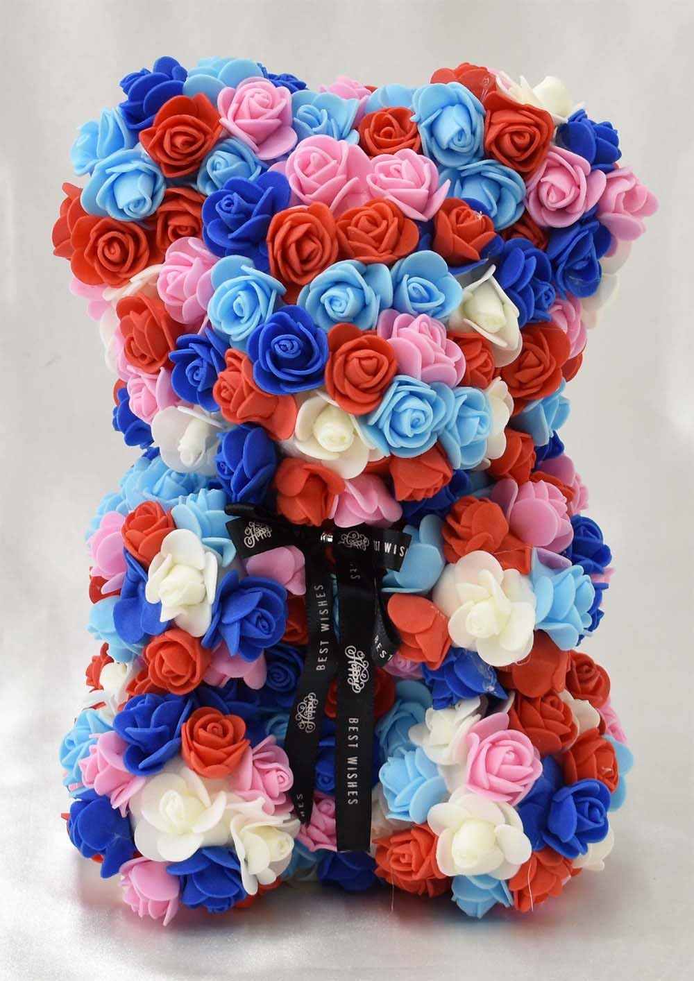 Amazon｜ローズ ベアー カラフル フラワー くま ぬいぐるみ 薔薇 造花 