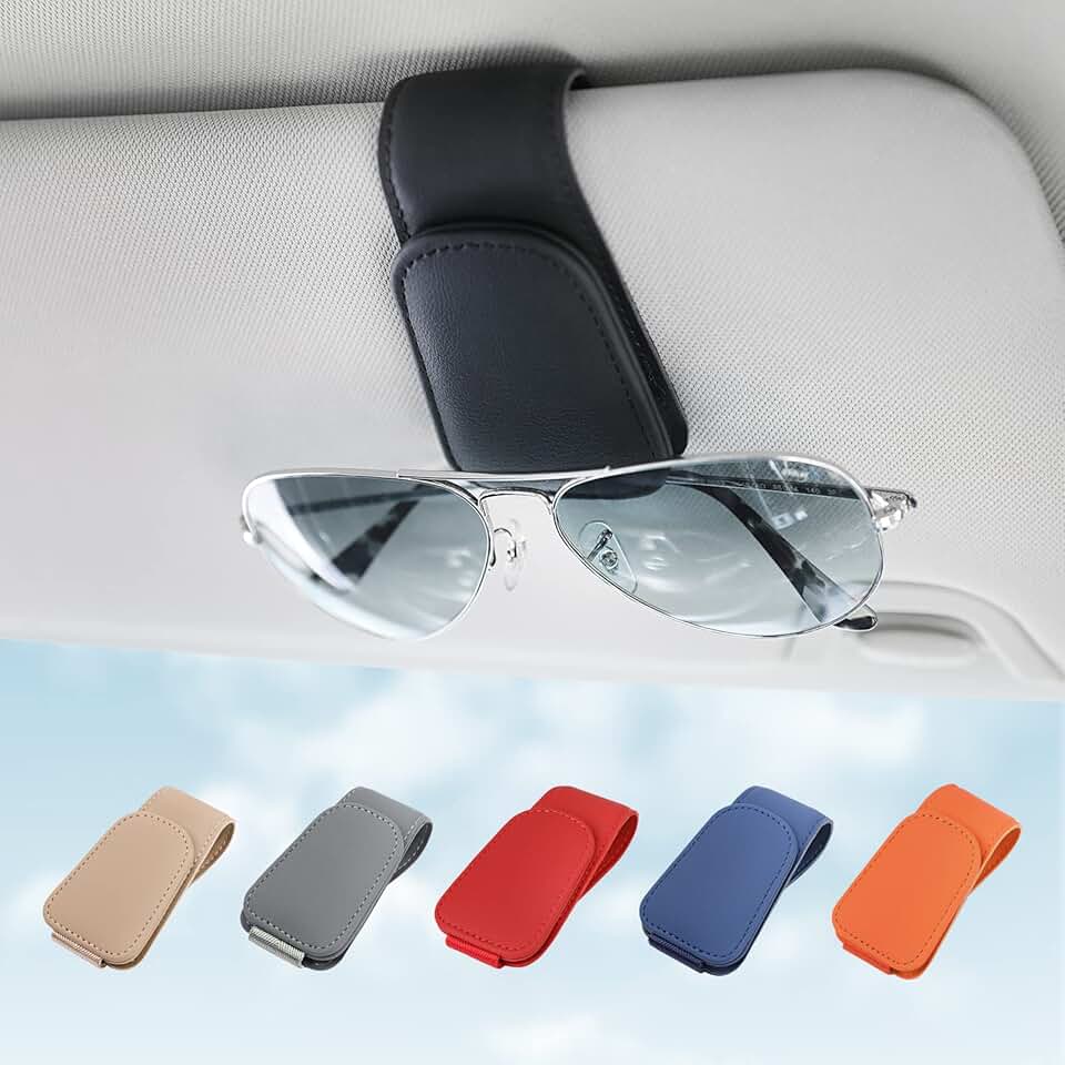 Magnetic car visor sunglasses holder