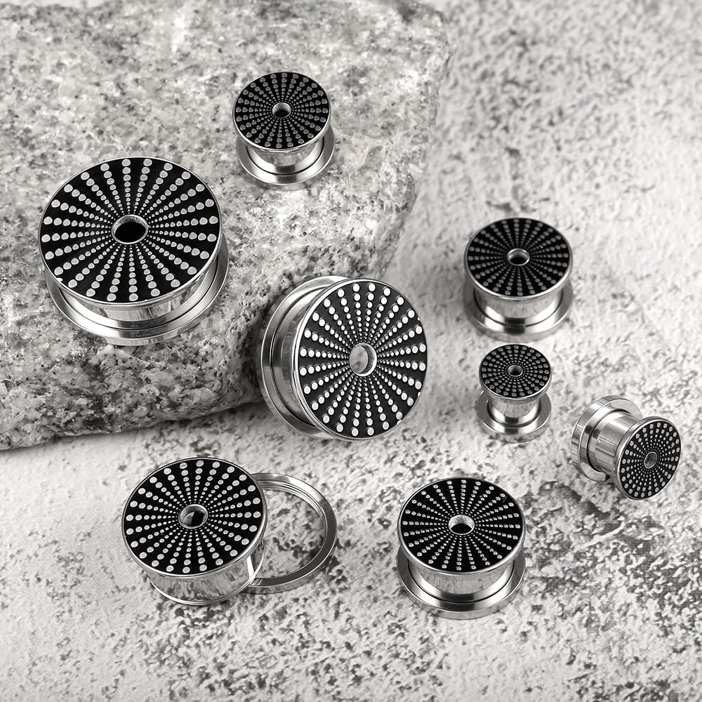 1 Pair New Classic gauges Ear Plugs Tunnels Hypoallergenic 316 Stainless Steel Ear Gauges 8mm-25mm (0G-1") Body Piercing Jewelry