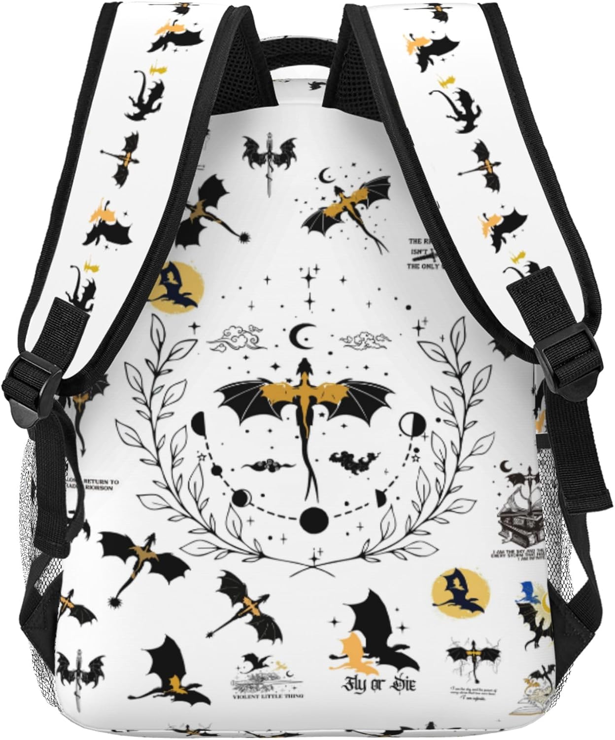Fourth Backpack Fashion Dragon Wing Bag Casual College Bag Travel Zipper Bookbag Hiking Shoulder Daypack Gift for Book Lovers (White) - Image 3