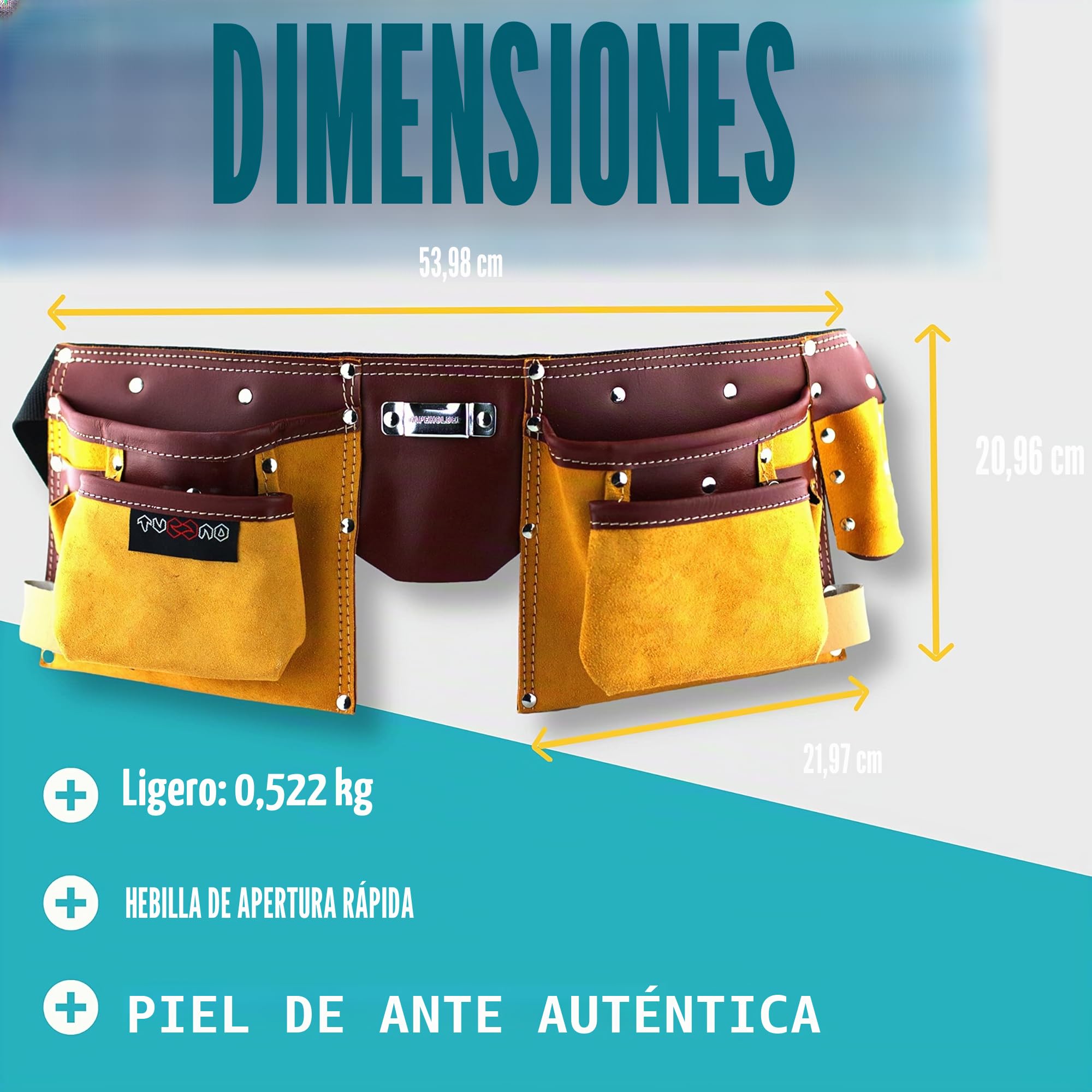 Cinturón portaherramientas de cuero de calidad con 11 bolsillos, cinturón ajustable de nailon, regalo para el día del padre para aficionados al carpintero, carpintero