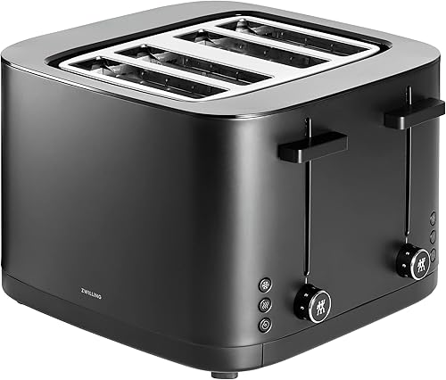 ZWILLING Enfinigy, tostadora de 4 rebanadas con 4 ranuras, ranuras extra anchas de 1.5 pulgadas para bagels y tostadas, color negro
