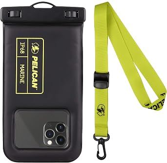 Pelican - Marine Series - IP68 Waterproof Floating Protection Phone Pouch/Case - Black/Hi Vis Yellow - Regular and XL Size