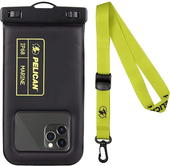 Pelican - Marine Series - IP68 Waterproof Floating Protection Phone Pouch/Case - Black/Hi Vis Yellow - Regular and XL Size
