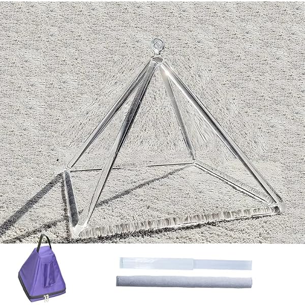 Clear Crystal Singing Pyramid 5-12 Inch with Carrying Case and Striker Perfect Gift for Sound Healing Meditation Sound Therapy Yoga Size 11inch