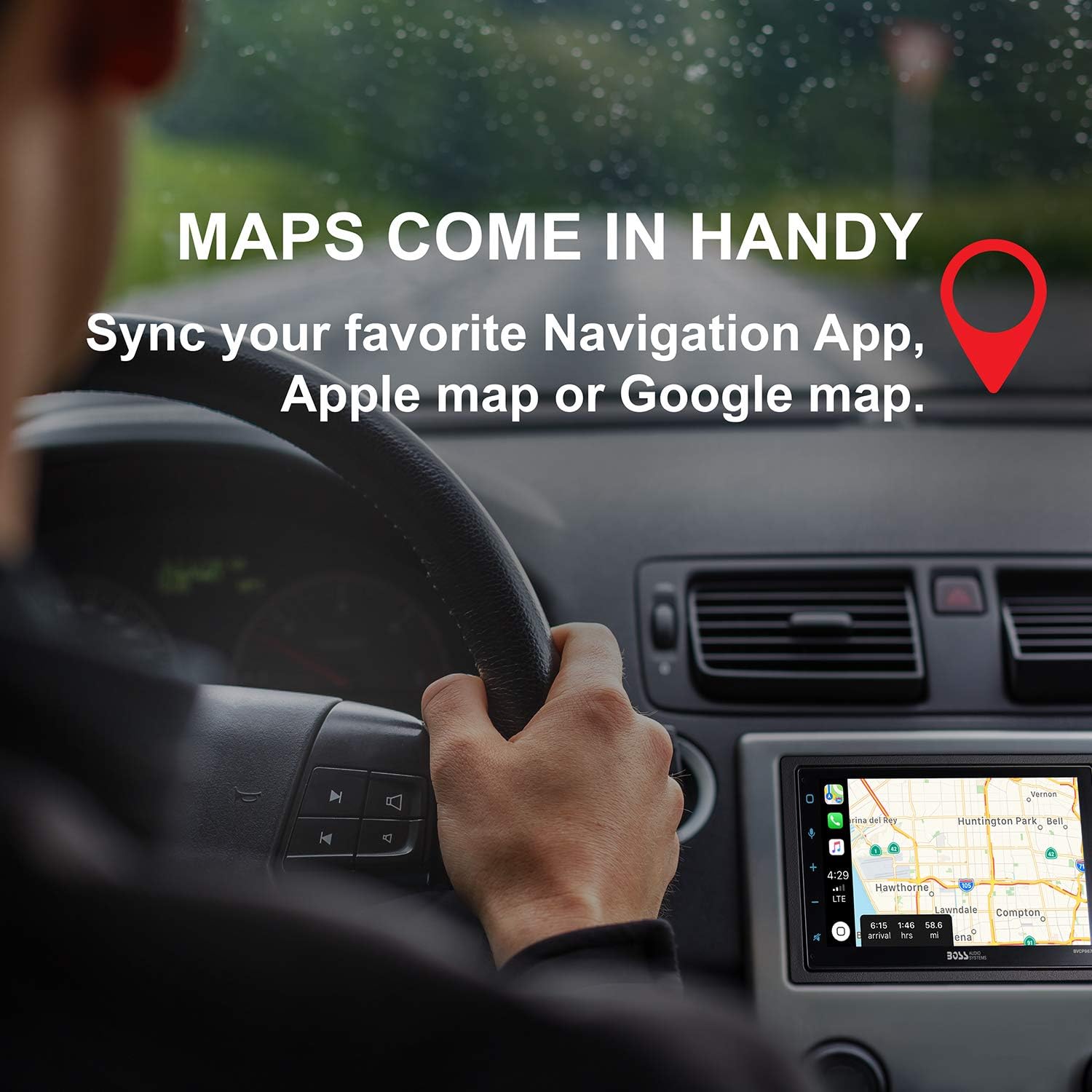 BOSS Audio Systems BCPA9685RC Apple CarPlay Android Auto Car Multimedia Player with Rearview Camera - Double-Din, 6.75 Inch LCD Touchscreen, Bluetooth, MP3 Player, USB Port, AM/FM Car Radio : Electronics