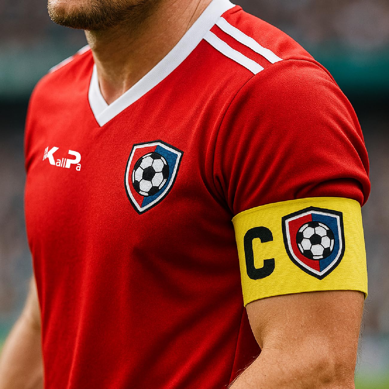 KALLPA Brazalete de capitán personalizado con logotipo, número y nombre elástico ajustable