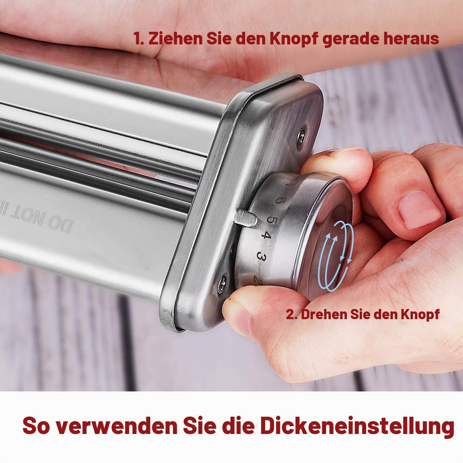 GVODE Edelstahl Nudelaufsatz für KitchenAid Küchenmaschine, Nudelvorsatz für KitchenAid Pasta Aufsatz, Nudel-Blattroller für Kitchen Aid mit 8 Drehknöpfen zum Einstellen der Dicke | 304 Edelstahl, 8 einstellbare Dickeneinstellungen (0,4–2 mm), passend für