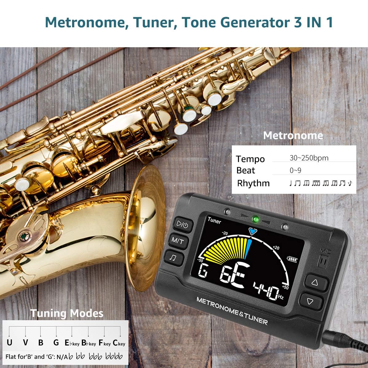 Wegrower Ricaricabile 3 In 1 Digitale Metronomo Tuner Tone Generator