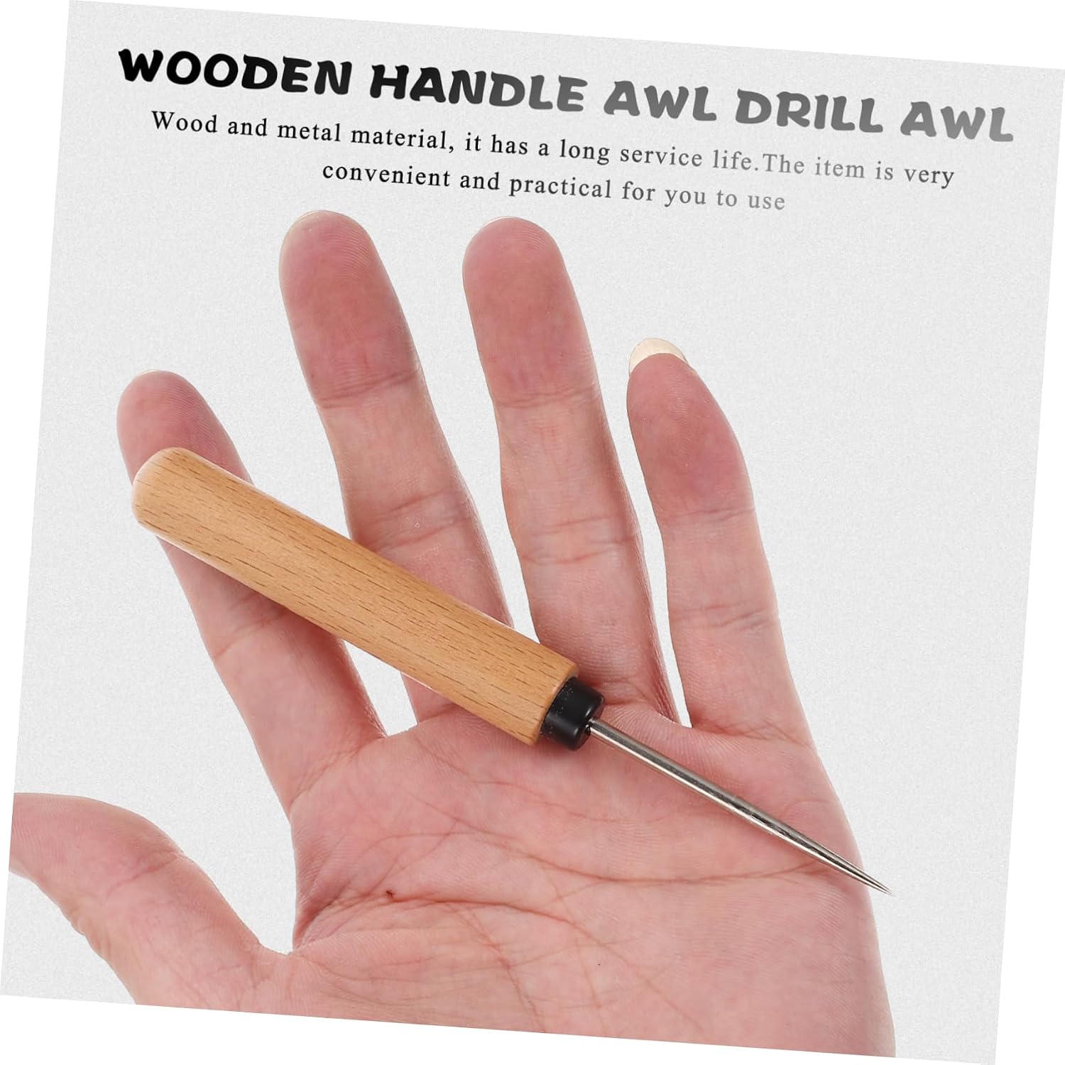 SEWACC 2pcs Handheld Sewing Awls Wooden Handles Leather Stitching Tools for Embroidery Canvas Shoes and Bags Ergonomic Design for Comfortable Grip