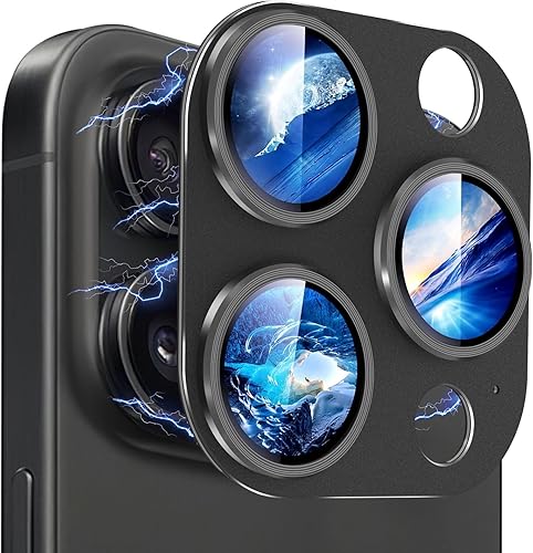 DEERLAMN Protector de lente de cámara para iPhone 15 ProiPhone 15 Pro Max, aleación de metal mate + cubierta de vidrio templado 9H fuerte protección disponible en Yaxa El Salvador