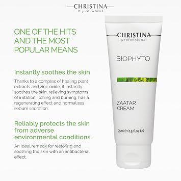 -CHRISTINA- Biophyto Zaatar Cream - 75ml - Vitamin E and Retinol Cream with Thyme & Marjoram Oil for Skin Repair - Balancing Cream for Combination, Dry, Normal, Oily and Sensitive Skin