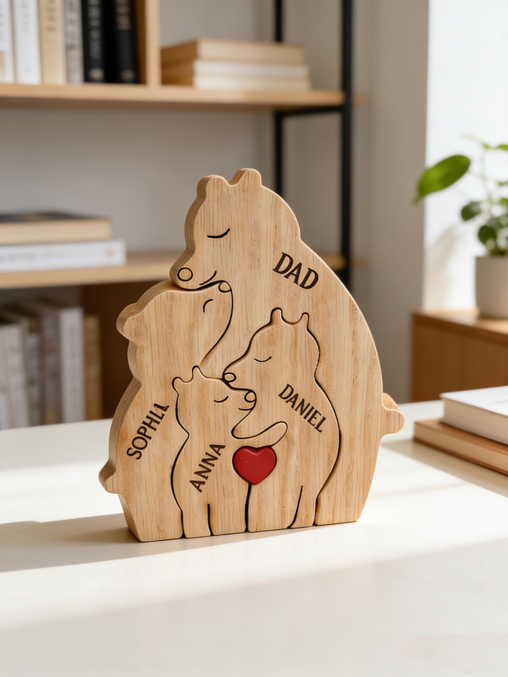 Wood Family Clan - Customize Wooden Puzzle, Bear Family Wooden with Names, Gift for Family, Personalised Gift for Kids, Family Keepsak-image-26