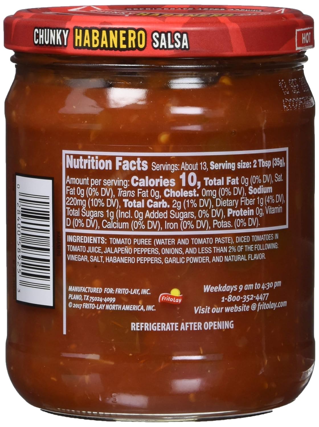 Tostitos Chunky Habanero Hot Salsa, Fully Loaded With Ripe Tomatoes, Jalapeños, Fiery Habanero Peppers and Garlic 439.4g (Product Of USA) From DECADENT - Image 2 thumbnail