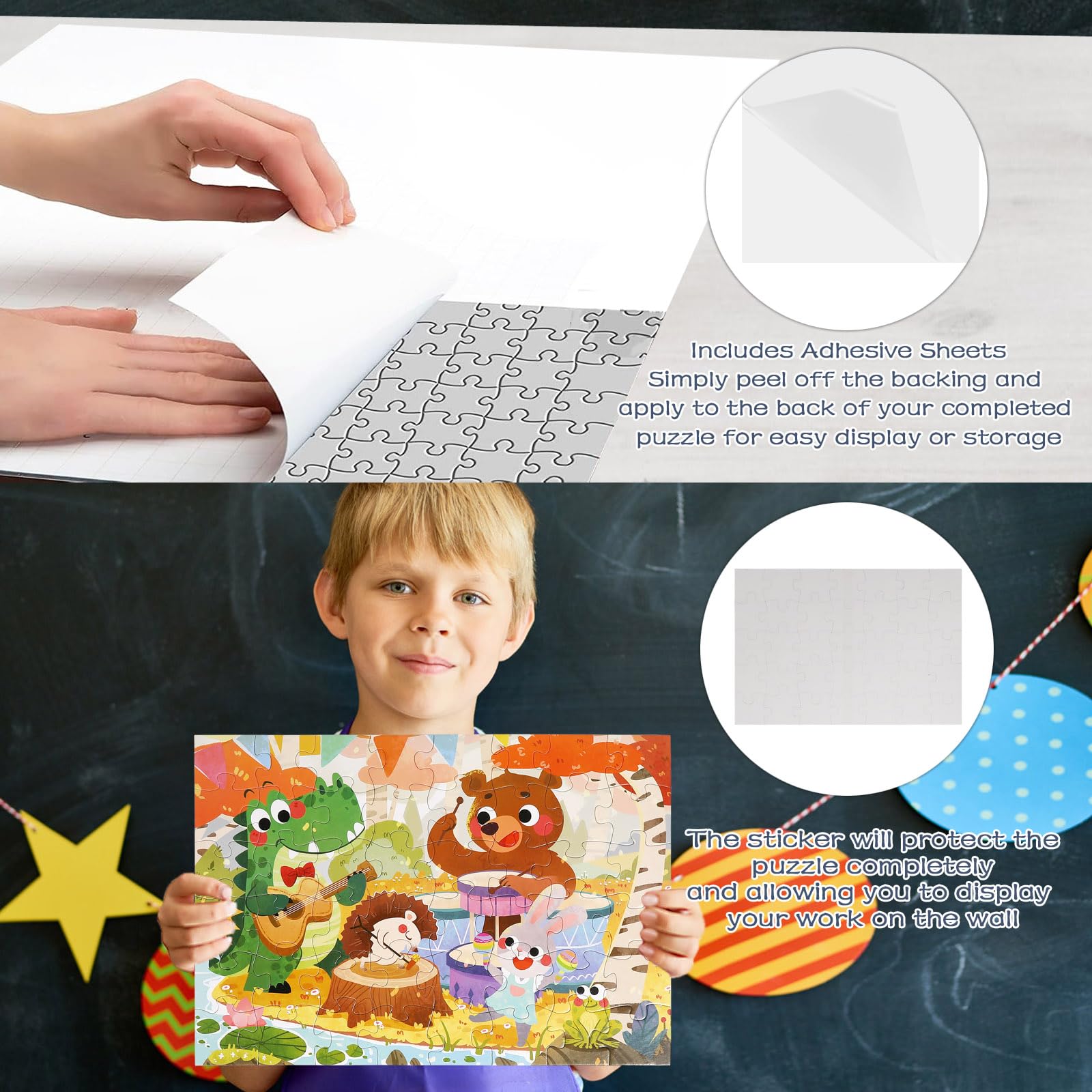 Forest Party Jumbo 48 Piece Puzzles, Educational Preschool Floor Puzzles with Bonus Puzzle Sticker Sheets, Ideal Learning Toy Gift for Kids Ages 3-6