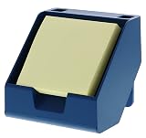 Bostitch Office Sticky Note Holder + Business Card Stand, Includes Pen Holders, Blue – view 1