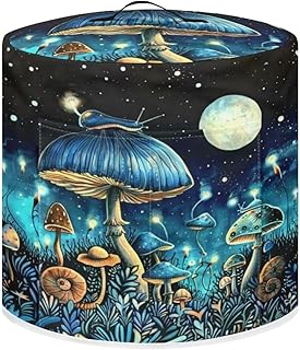 Flashideas Blue Mushroom Pressure Cooker Cover for Women Dust Protection Insulated Rice Cooker Cover Water Resistant Dust Cover with Pockets for Instant Pot 6 Quart Vintage Appliance Cover for Kitchen