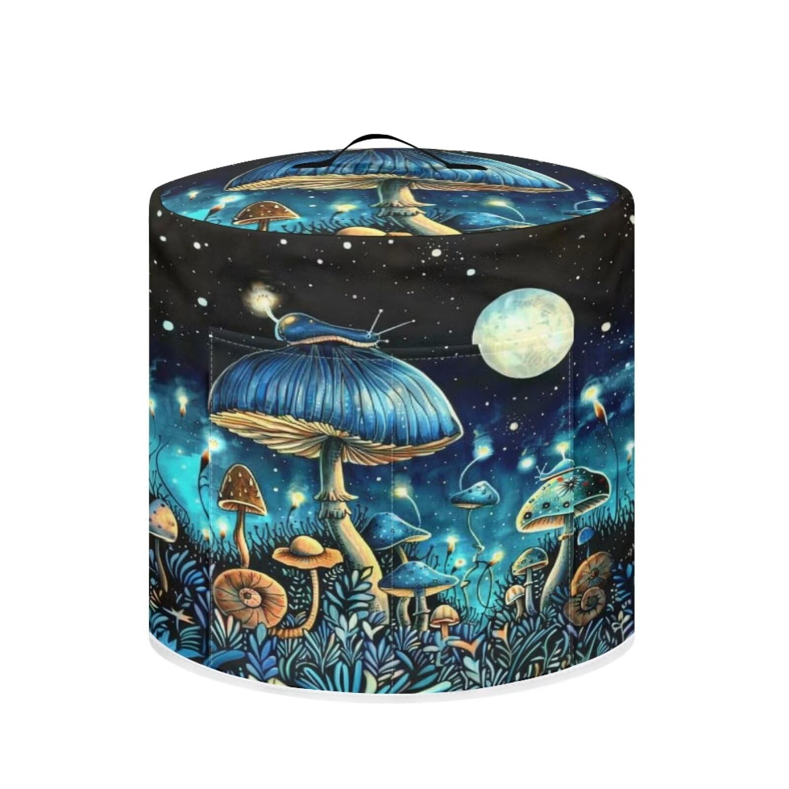 CREAMIC Blue Mushroom Pressure Cooker Cover for Women Insulated Rice Cooker Cover with Easy to Clean Lining Stain Resistant Dust Cover with Pockets for Instant Pot 3 Quart Appliance Cover
