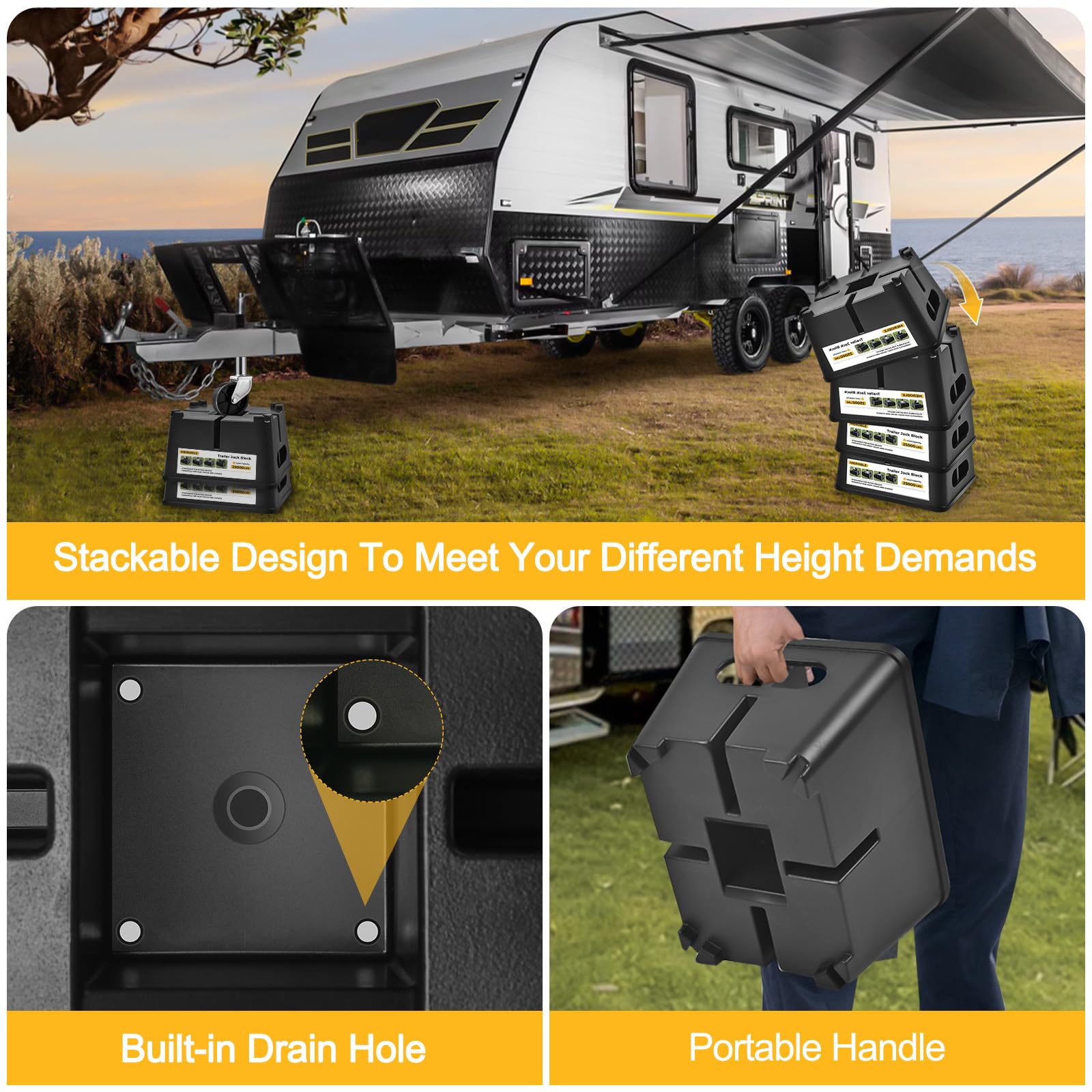 Y-Nut Lot De 4 Patins De Cric De Caravane Robustes