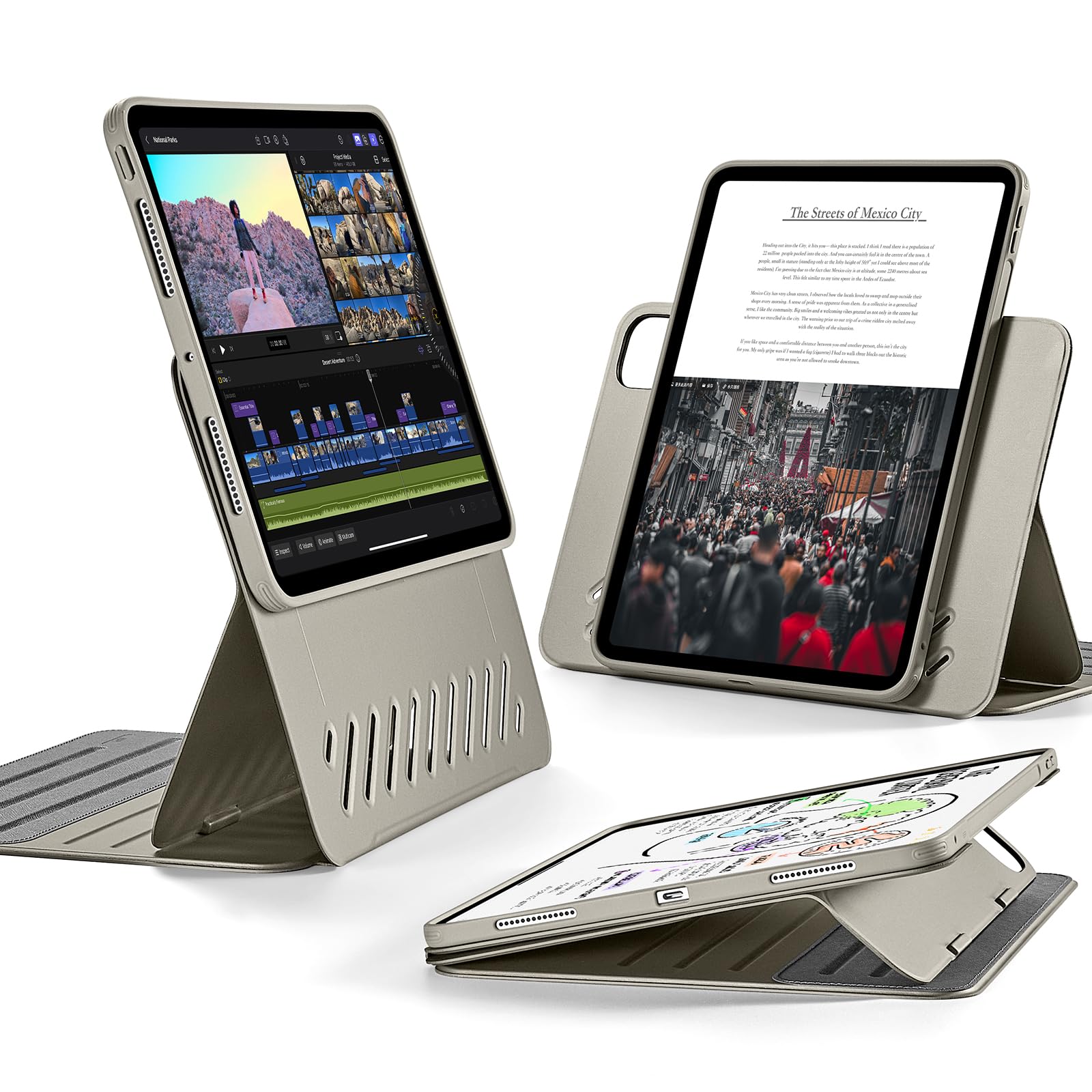 ESRfor iPad Pro 11 inch Case M5/M4 (2025/2024), Rotating Case with Removable Magnetic Cover, Adjustable Portrait/Landscape Stand, 9 Standing Angles, Shift Series, Titanium