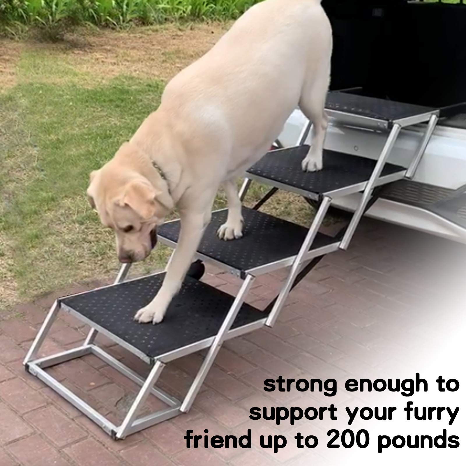 Buy Widen Foldable Dog Car Stairs, Aluminum Frame 4 Steps Portable