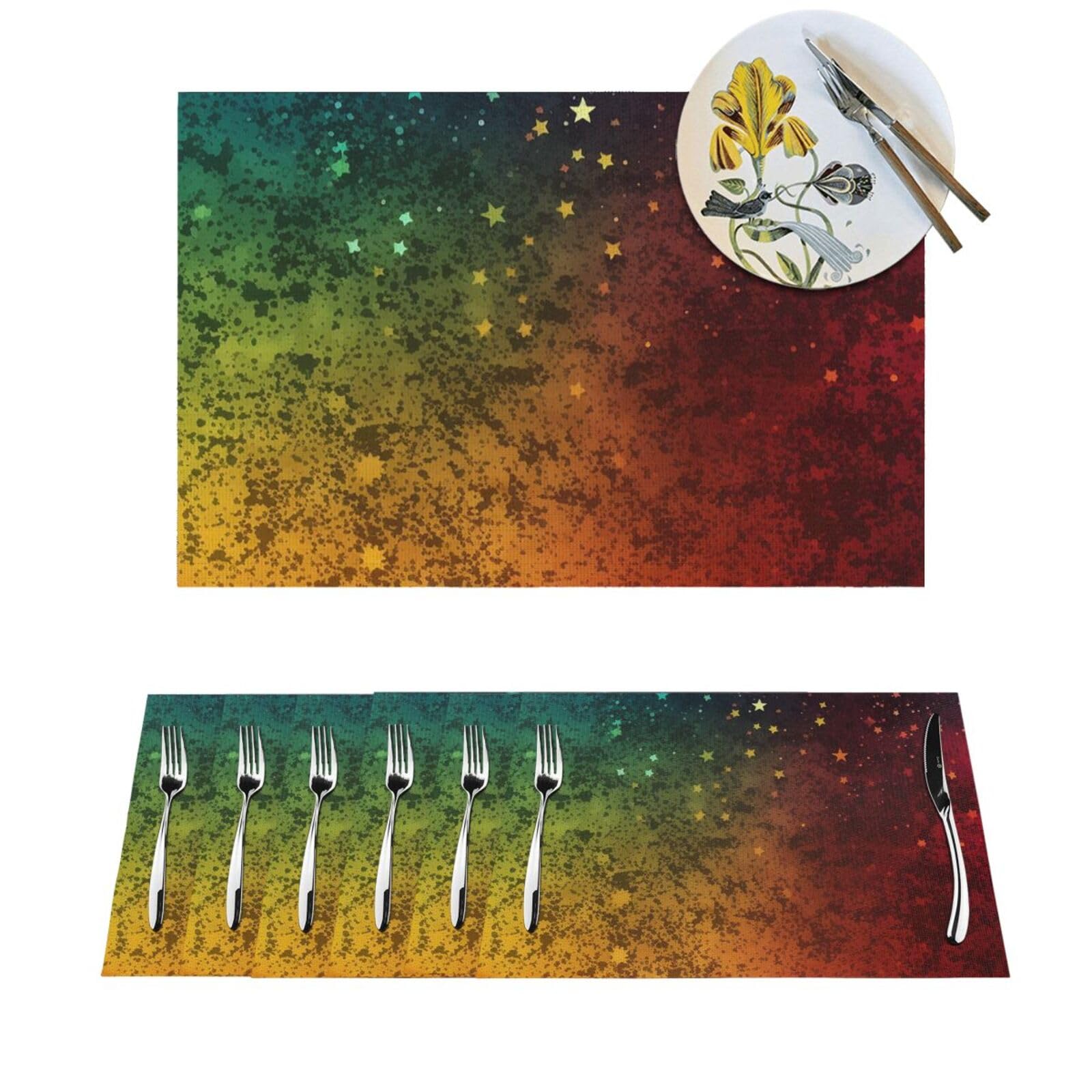 Set de table lavable en PVC motif étoiles colorées lot de 4 pour table de cuisine chic