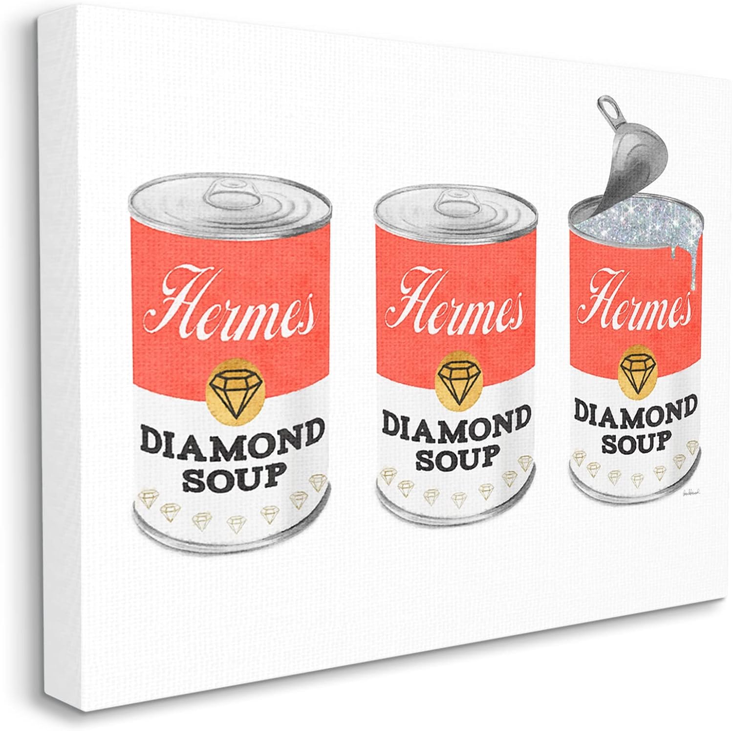 'Glam Condensed Soup Pop Trio Fashion Diamond'| Canvas Art | Stupell Industries | 20 x 16 Inches, Easy to Hang and Sturdy, Made in USA, by Amanda Greenwood