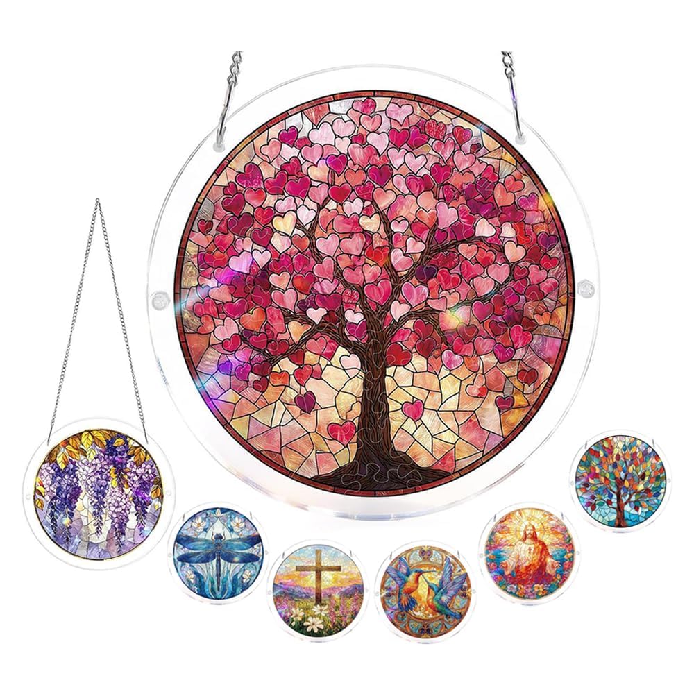 Acrylic Puzzles Suncatcher Window Hanging, Acrylic Puzzle for Adult, 83 Pieces Acrylics Jigsaw Puzzle Suncatcher, Colorful Flame Hummingbird Sun Catchers Window Hanging Panel (Style F) — view 19
