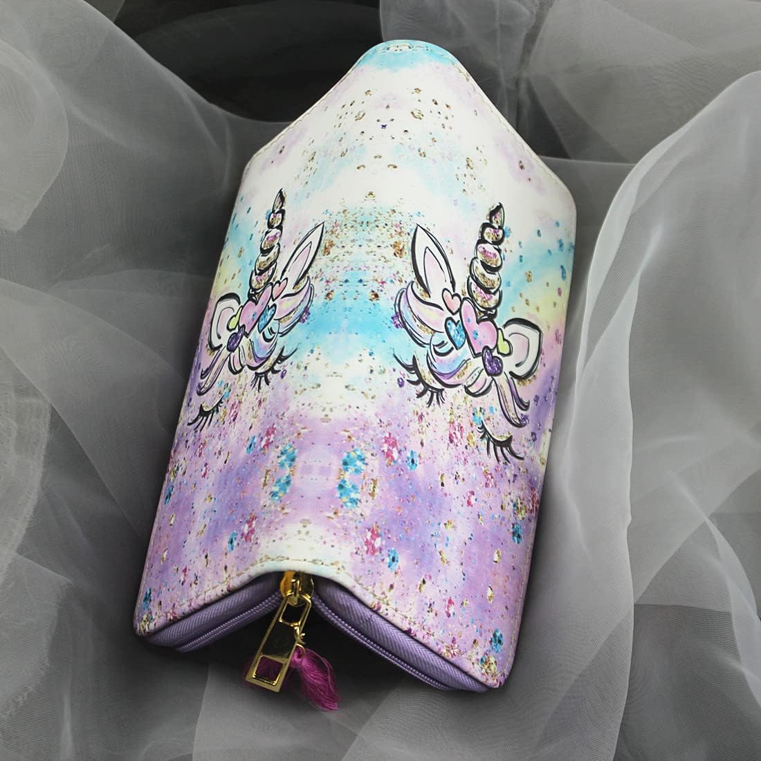 Timlee Cactus Unicorn Zipper Wallet Long Clutch Bag PU Leather Purse (Unicorn 1110A)