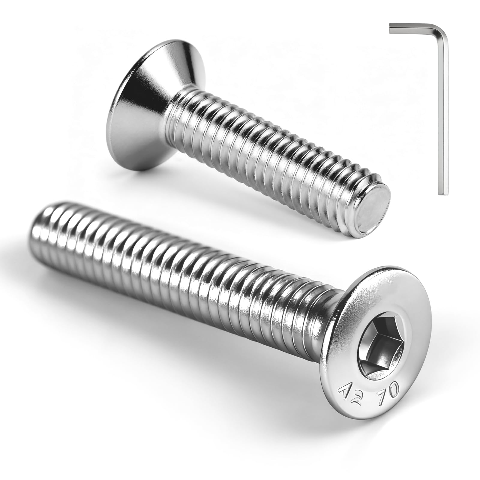 THFJWJ 30 Stück Senkkopfschrauben Innensechskant M6×20mm | A2 V2A 304 Edelstahl,inklusive Schraubenschlüssel,Versenkte Ausführung,Festziehen wölbt nicht,für Möbel und im Bauwesen