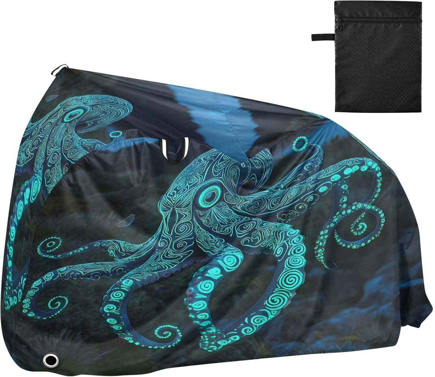 ALAZA Octopus Totem Tatto Bike Cover Waterproof Outdoor Ebike Bicycle Covers Tarp Protection for 1/2 Bikes, Sun UV Dust Wind Proof