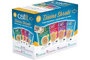 Catit Divine Shreds Premium Cat Food Topper, 12 Pack (Tuna)