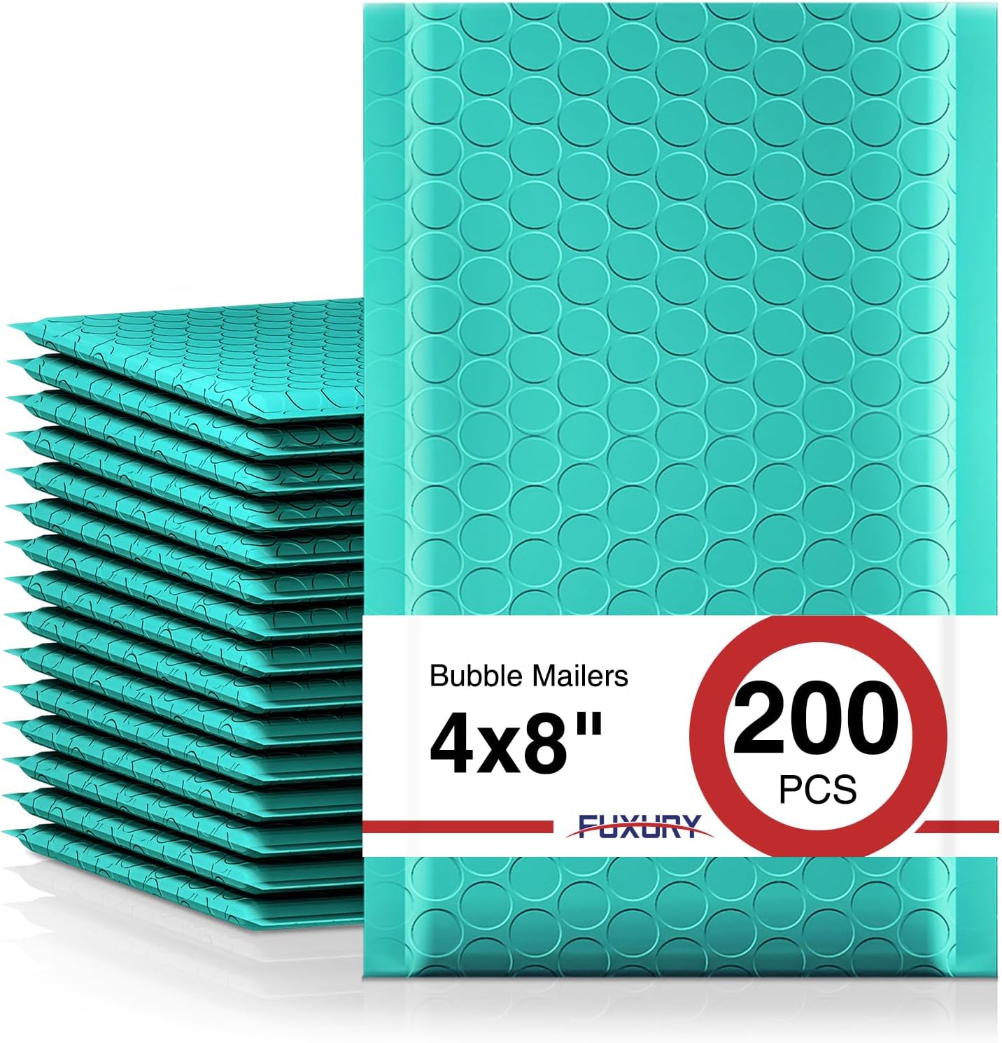 Fuxury Bubble Mailers 4x8 Inch Teal 200 Pack Padded Envelopes Usable Size 4x7" Thick Mailing Envelopes Bubble Opaque Padded Mailers Shipping Bags for Mailing Jewelry Makeup Small Business#000