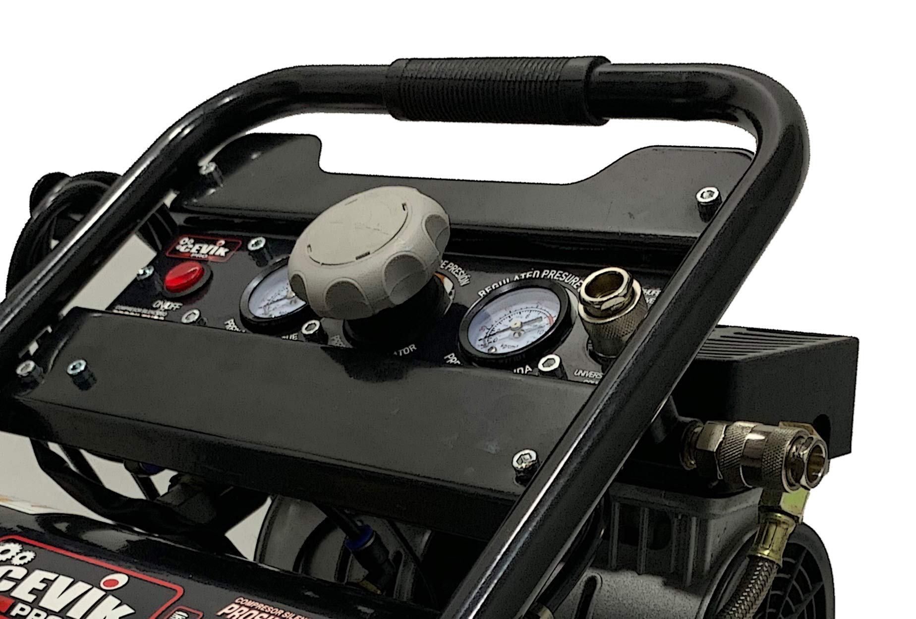 CEVIK PRO - CA-PRO6SILENC - Compresor de Aire Silencioso - 59 dB - Capacidad de 6 L - Motor de 1HP - Sin Aceite - Sin Mantenimiento - Portátil y Compacto