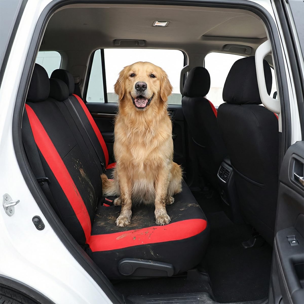 4PCS Front Seat Cover Polyester Fabric Protector, Pink image 5