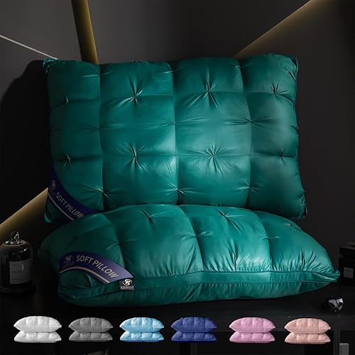 Almohadas de cama cálidas y suaves para dormir, tamaño Queen, mullidas y súper suaves de lujo, relleno de plumón suave de alta calidad para