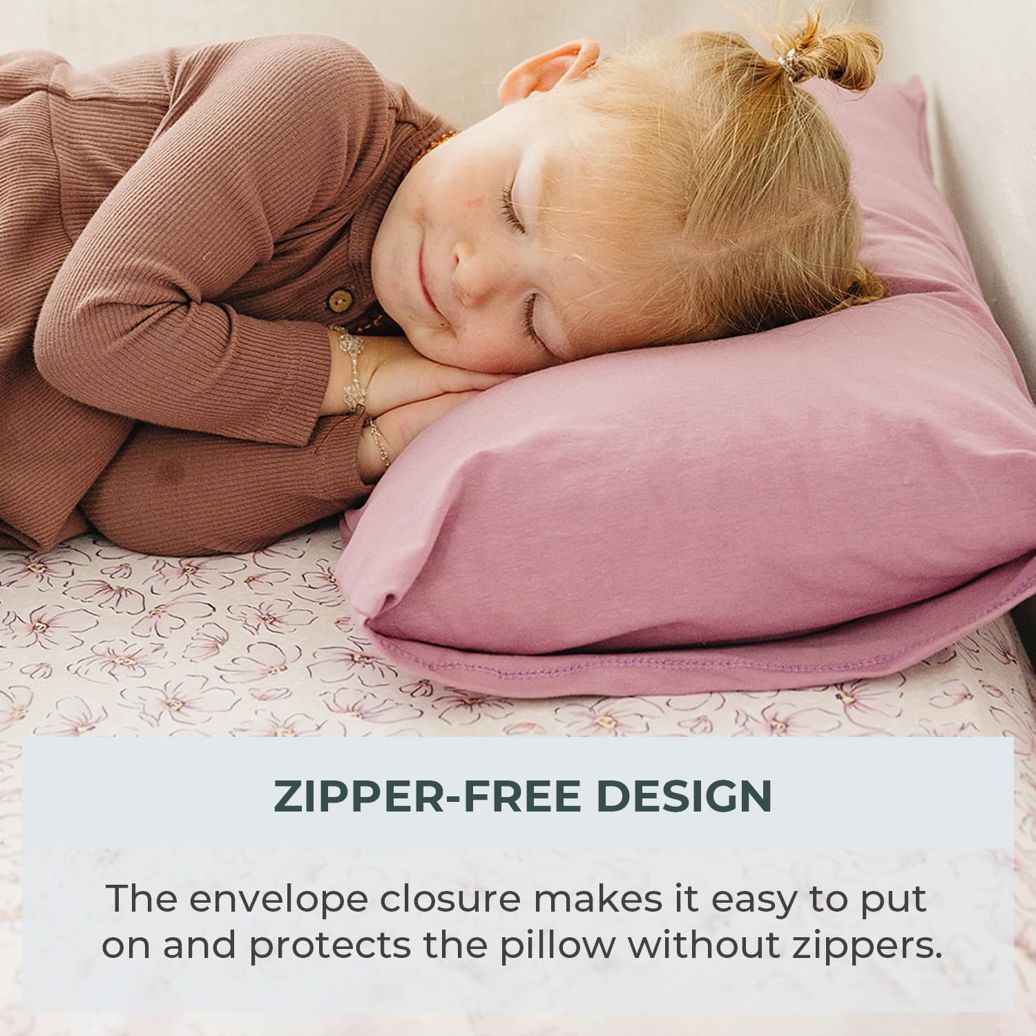 Pobibaby - 2 Pack Premium Toddler Pillowcase - Ultra Soft Jersey Knit - Crib Pillow, Kids Pillow, Travel Pillow Case Cover (Blossom)