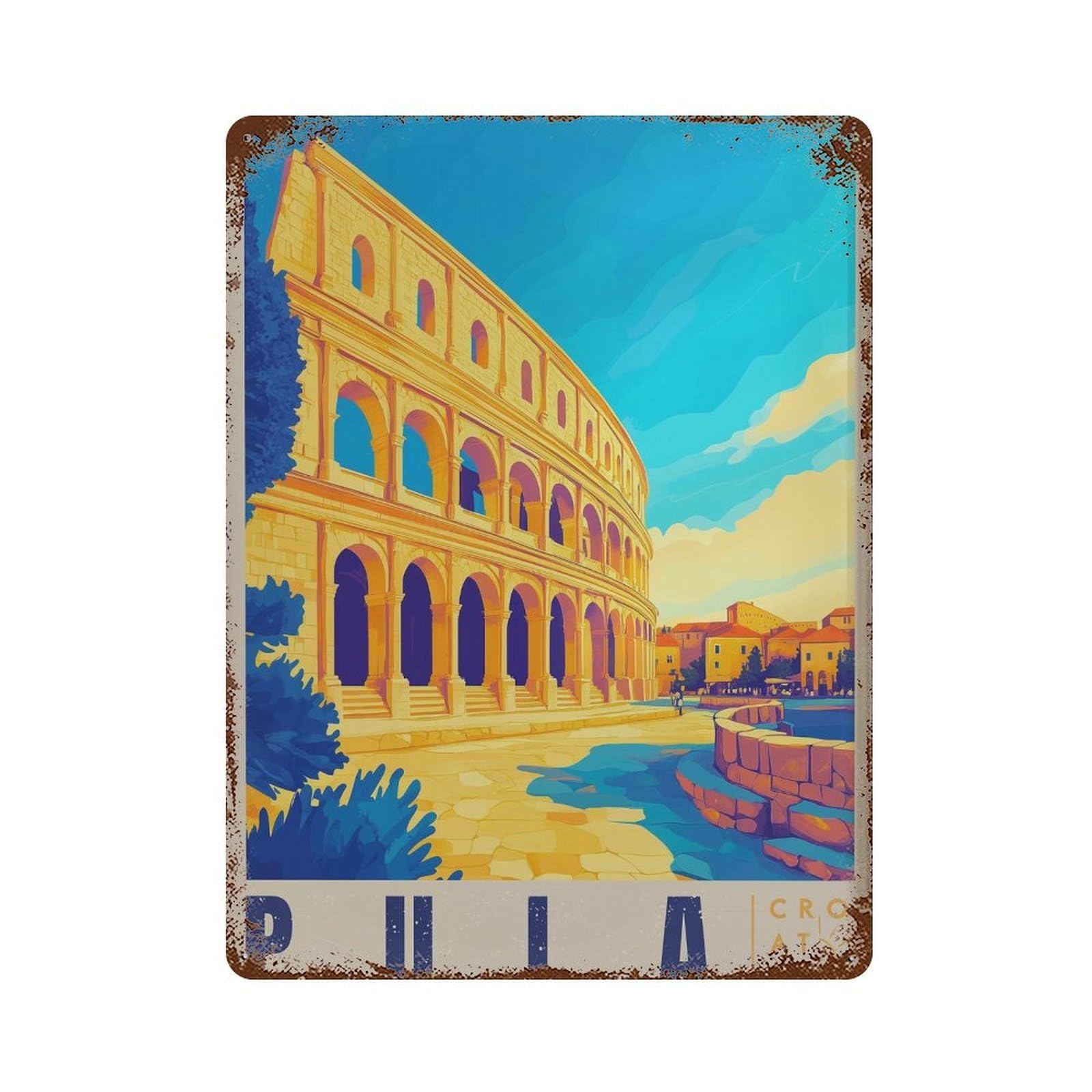 xiaoxiaoshen Pula Croatia Travel Mediterranean (2) Wall Decor Art Metal Tin Poster Modern Home Decor Art Home Bar Shop Decorations Vintage Sign 40x30cm