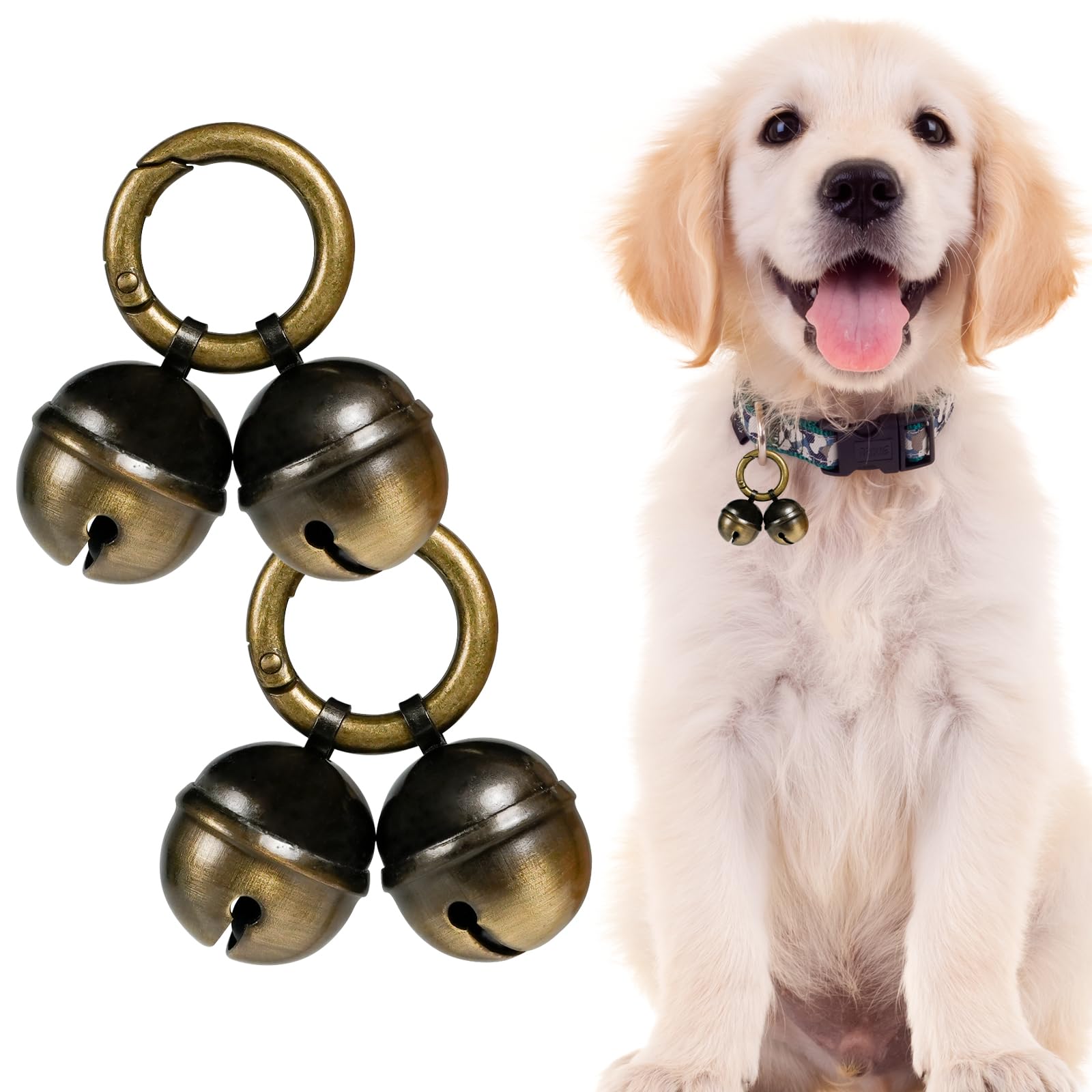Campanello extra forte per collare cani gatti ottone con moschettone girevole