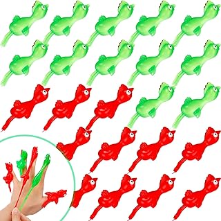 Sumind 32 Pieces Flying Chicken Slingshot Stretchy Sling Shot Chicken Catapult for Party Favors Funny Gag Gift Halloween Christmas Easter Party Activities(Red, Green)