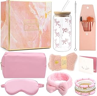 UGBO Idee Coffret Cadeau Femme Cadeaux pour Filles Adolescentes 9 10 11 12 13 14 ans Cadeau Anniversaire Personnalisé Noel Original Utile Fete des Meres Tasse en Verre avec Couvercle et Paille