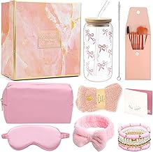 UGBO Gifts for Girls Teenagers 9 10 11 12 13 14 15 Years Birthday Gift for Women Drinking Glasses with Lid Straw Makeup Brush Cosmetic Bag Bracelet Socks Headband 11 Pieces