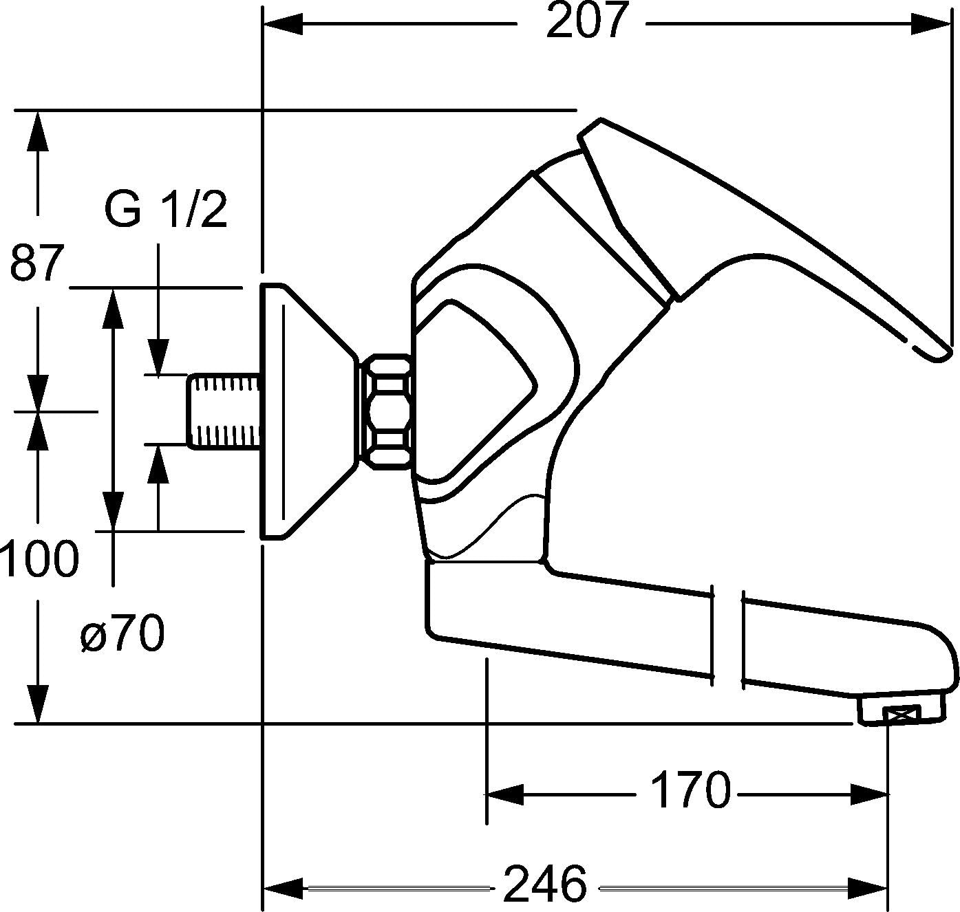 Hansa Waschtisch Einhand-Wandbatterie Hansamix 0194 S-Anschl?SSE absperrbar Chrom