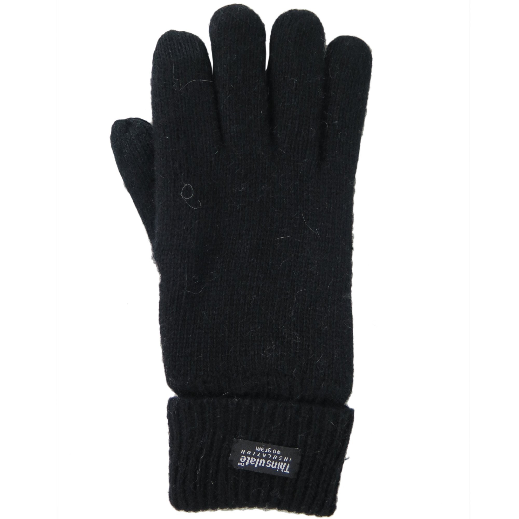 Debra Weitzner Mens Knit Wool Gloves Texting Thinsulate Lining Black Large/XL