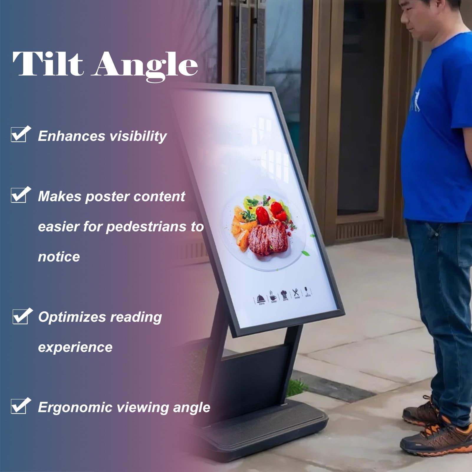 Caballete Publicidad Soporte Impermeable para Carteles de Acera, Carteles para Negocios Al Aire Libre, Soportes Metálicos con Ruedas y Base Lastrada para Carteles