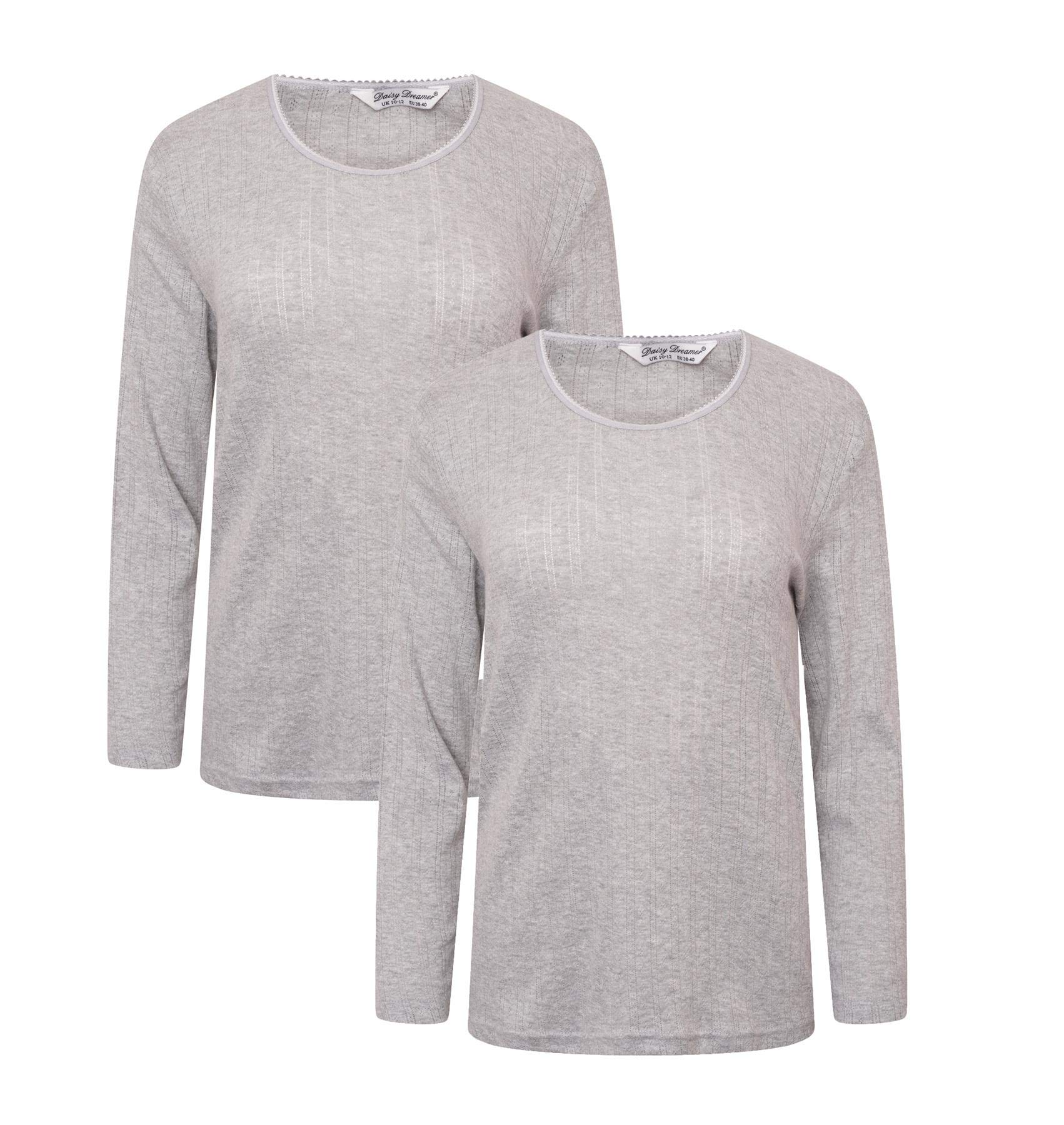 Daisy DreamerPack of 2 Womens Thermal Long Sleeve Top Ladies Warm Winter Baselayer Tops Thermals